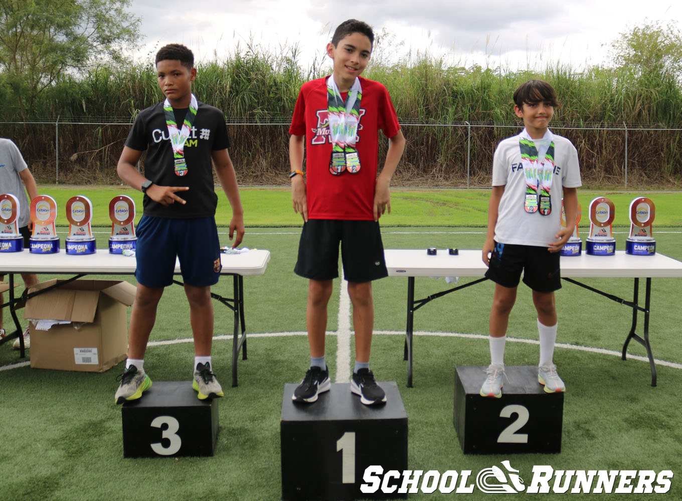 Serie 4 - Podio de la Categoría Masculina u13 en 100 metros